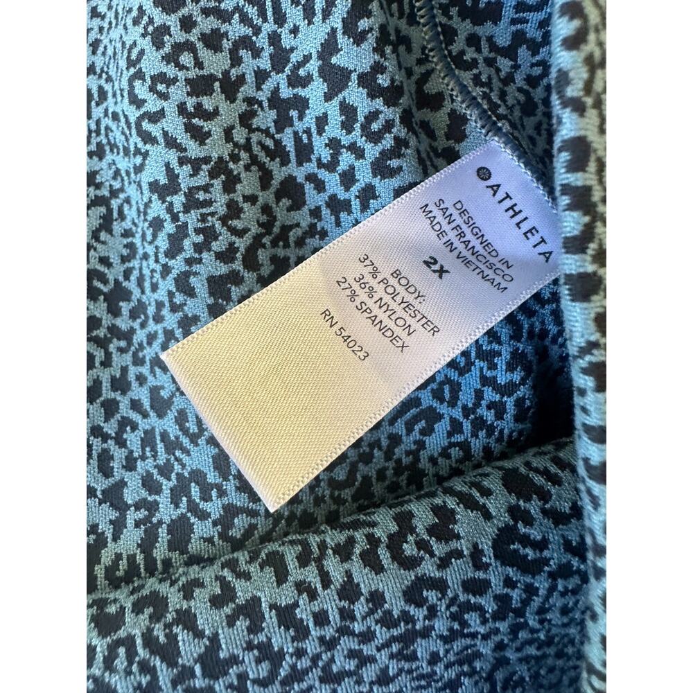 Athleta Salutation Stash Pocket II Textured 7/8 Tight Blue Cheetah Plus Size 2X - Picture 6 of 12